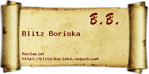 Blitz Boriska névjegykártya
